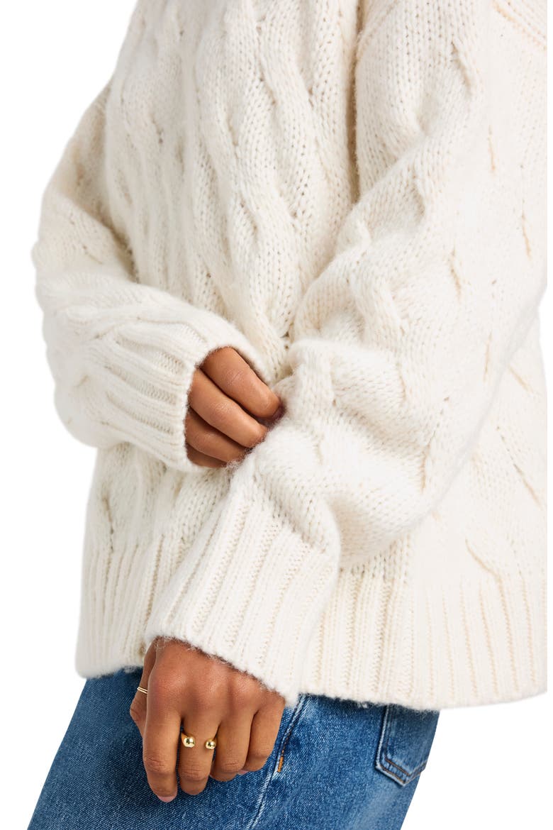 Maeve Cable Knit Sweater, Alternate, color, SNOW