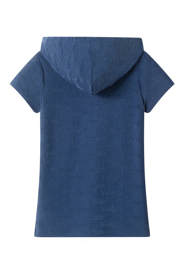 Kids' Sharks Terry Hooded Zip Cover-Up Top, Alternate, color, NAVY SHARK