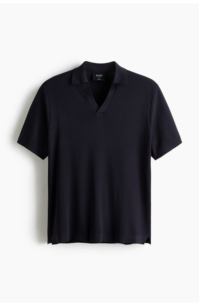 H&M Cooling Regular Fit Knitted Polo Shirt, Main, color, Navy Blue