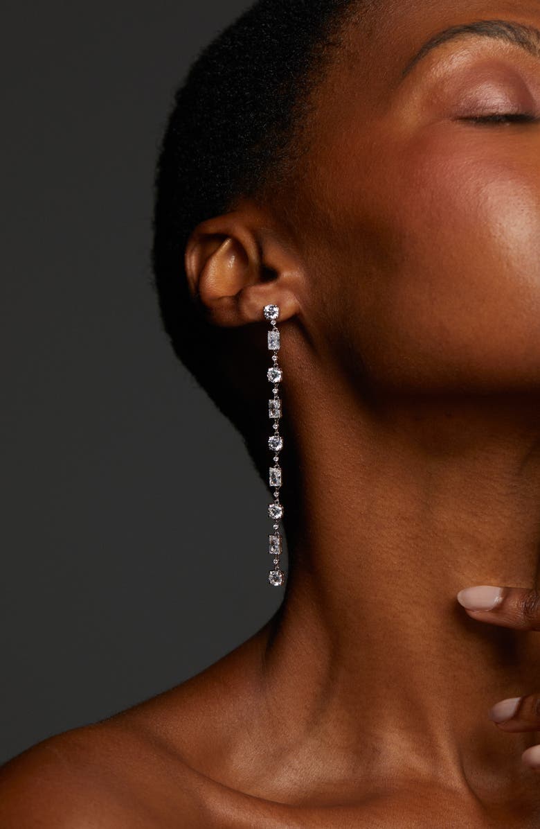 Nadri Everleigh Cubic Zirconia Linear Drop Earrings, Alternate, color, Rhodium