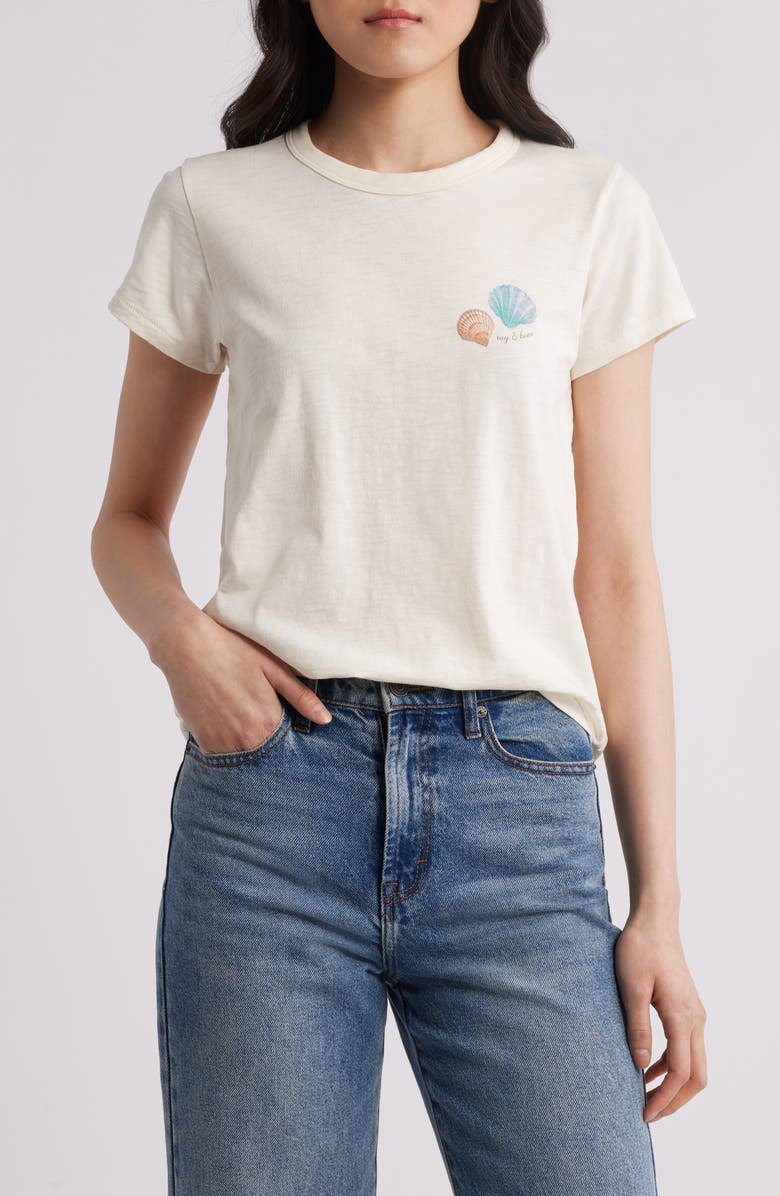 rag & bone Seashell Cotton Graphic T-Shirt, Main, color, Ivory/ Turtle Dove