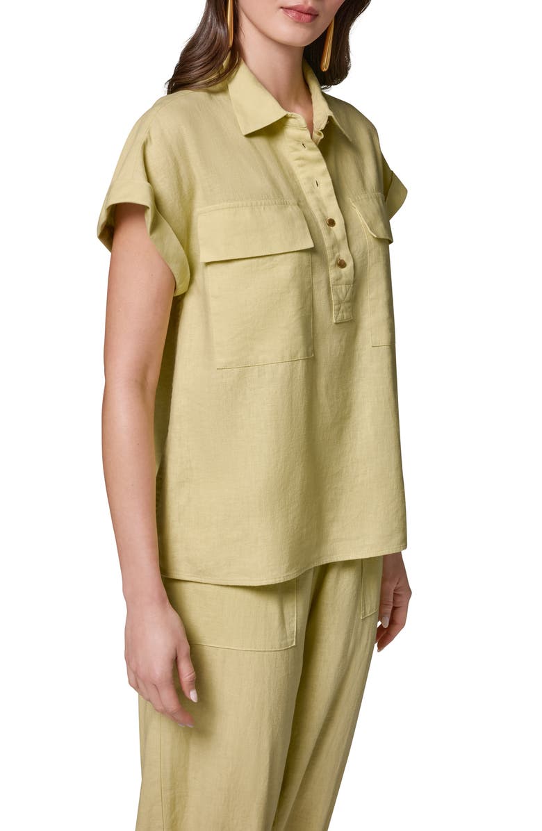Donna Karan New York Dolman Sleeve Linen Blend Shirt, Alternate, color, Citrus