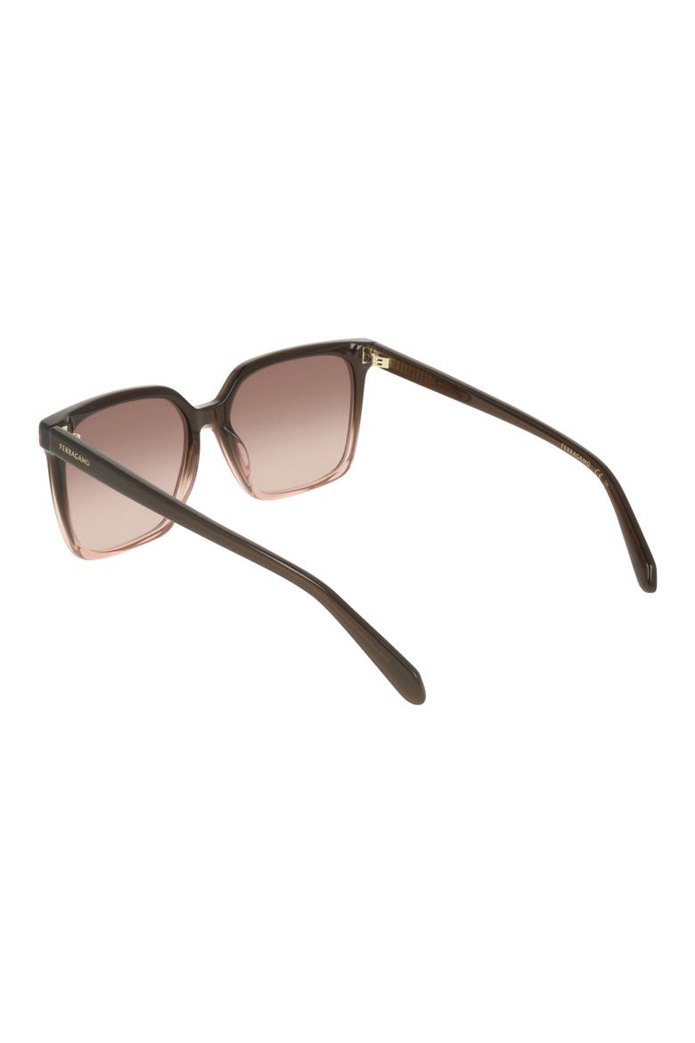 57mm Rectangle Sunglasses, Alternate, color, TRANSPARENT BROWN GRADIENT