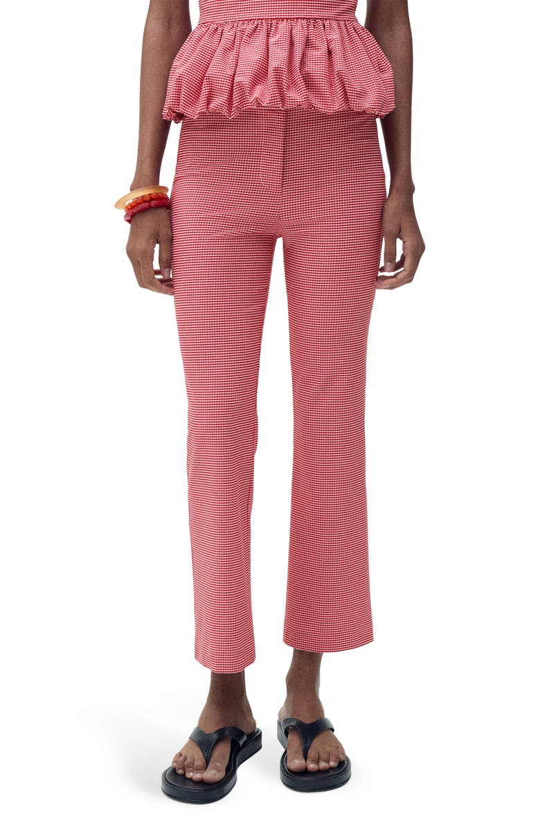 MANGO Gingham Crop Pants, Main, color, 