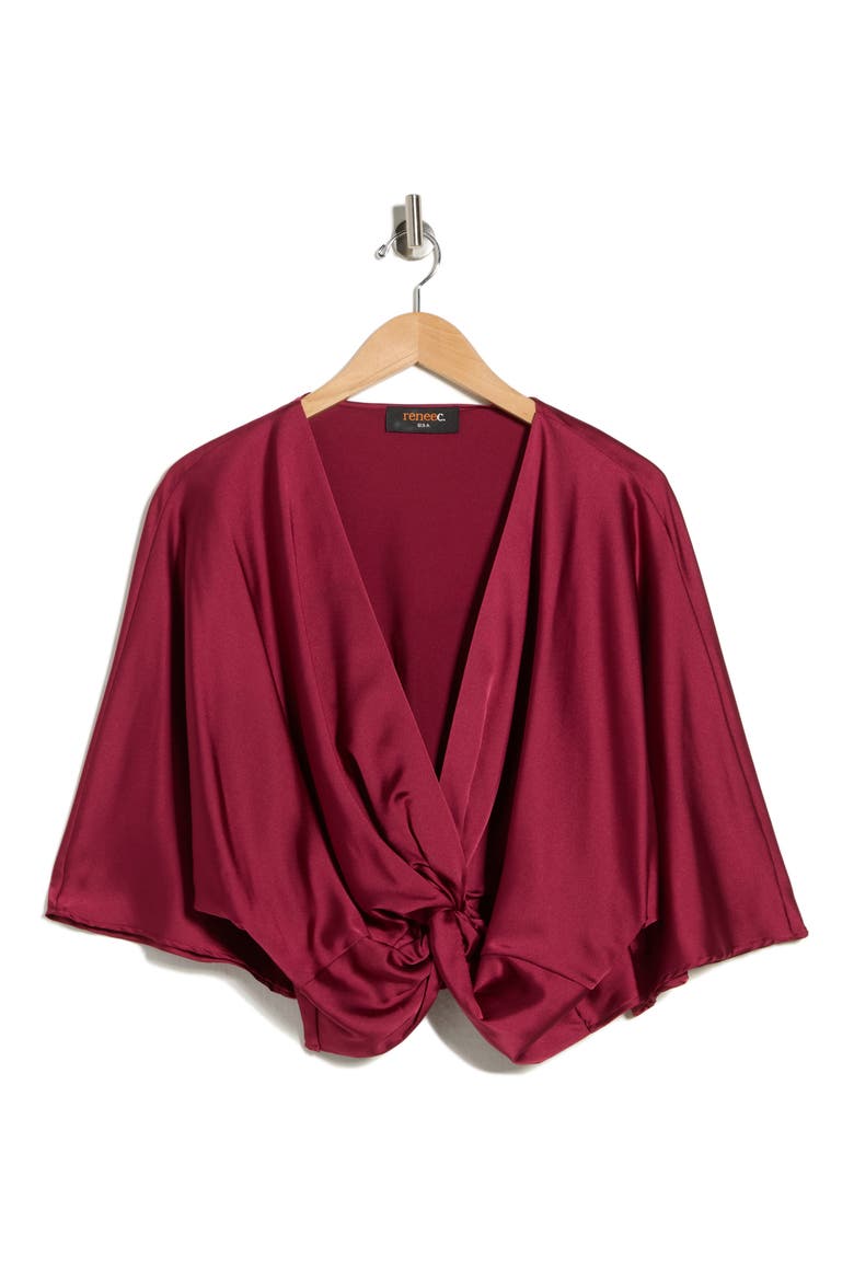 Satin Front Twist Top, Alternate, color, BURGUNDY