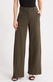MAX STUDIO Ponte High Waist Wide Leg Pants