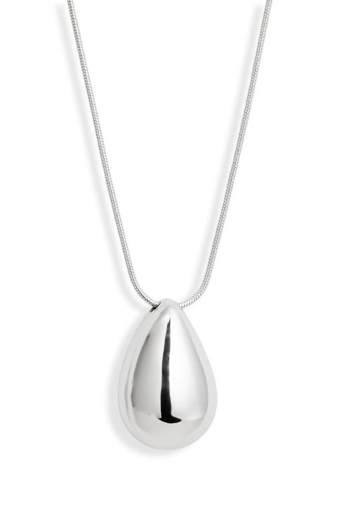 Polished Teardrop Pendant Necklace