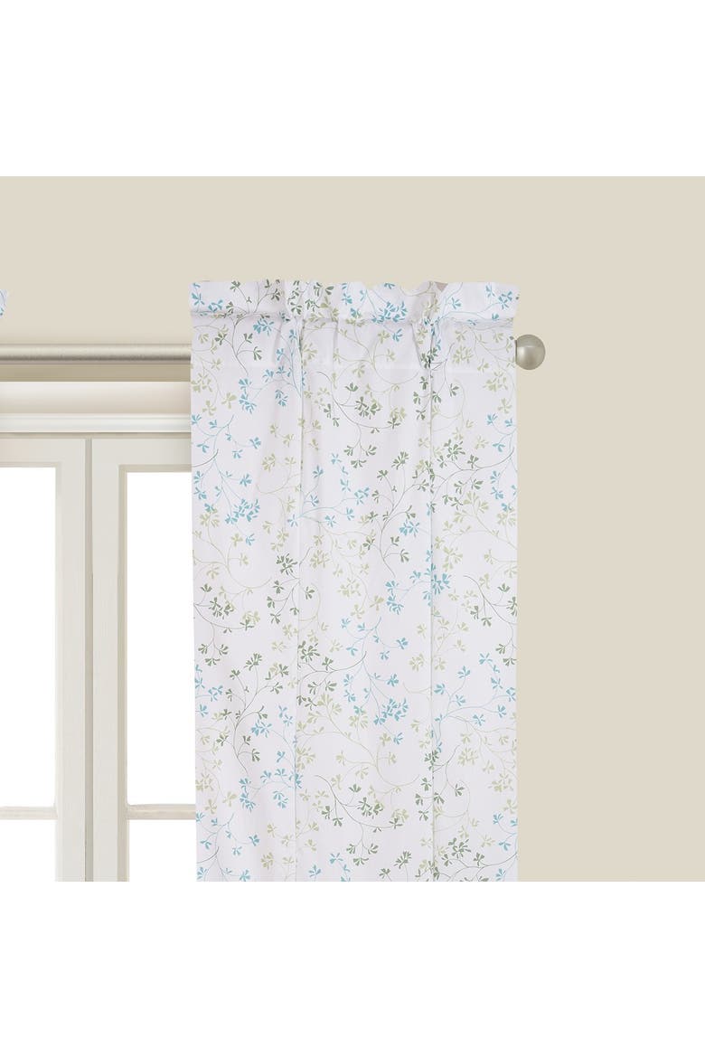 Lauren Petite Spring Floral Cotton Window Curtain Drapery Single Panel, Alternate, color, Blue