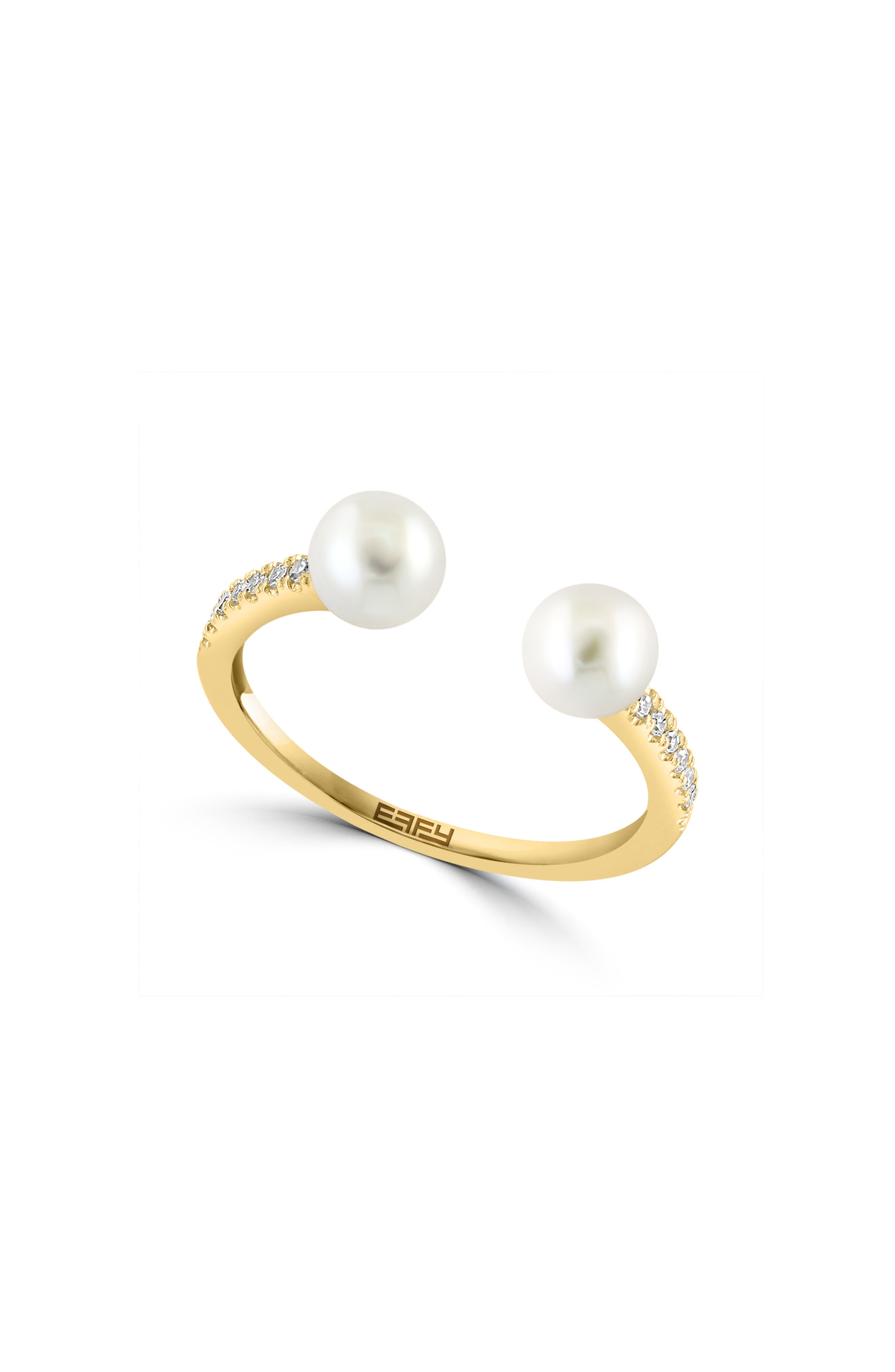 EFFY 14K Yellow Gold Freshwater Pearl & Diamond Ring