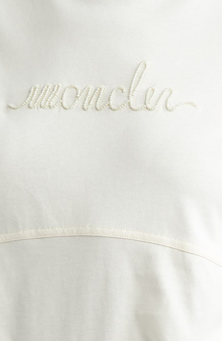 Moncler Logo Embroidered Cotton T-Shirt, Alternate, color, White