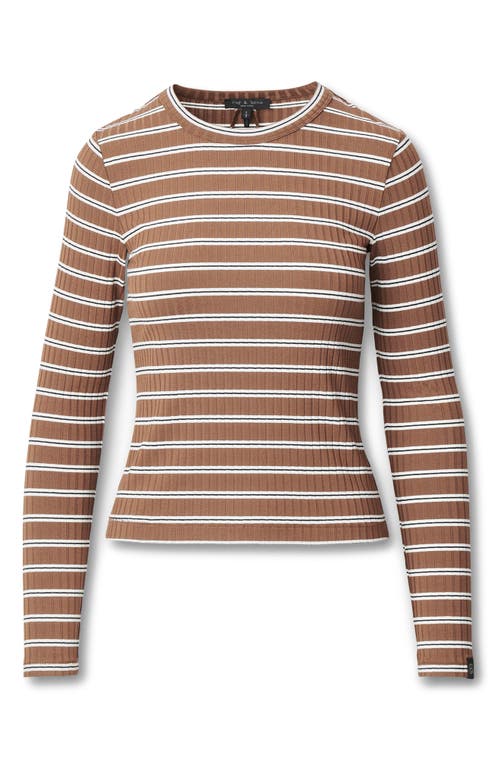 Rag & Bone /jean Luca Rib Stripe Long Sleeve T-shirt In Brown