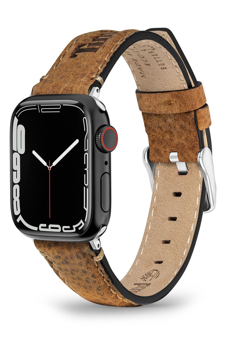 Timberland Barnesbrook Leather 22mm Smartwatch Watchband, Alternate, color, Camel