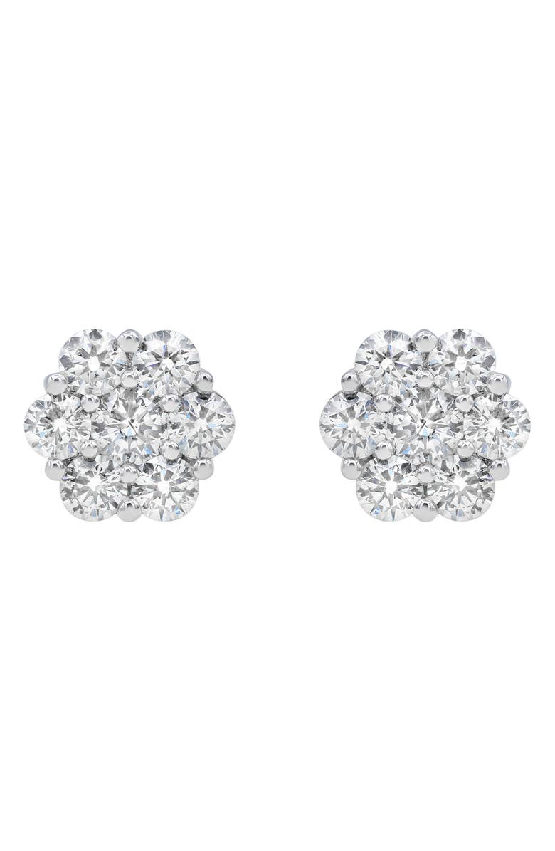 LuvMyJewelry Lab Grown Diamond Floral Cluster Stud Earrings, Alternate, color, 14K White Gold