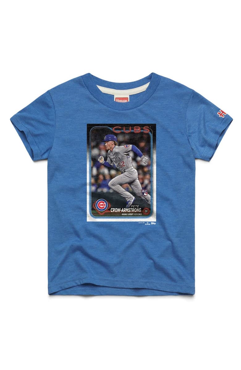 Homage Youth Homage Pete Crow-Armstrong Royal Chicago Cubs Topps Baseball Card Tri-Blend T-Shirt, Main, color, Royal