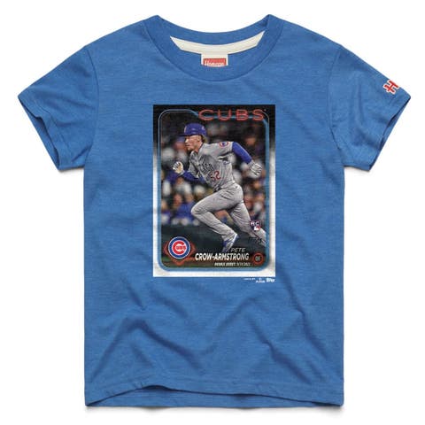 Youth Homage Pete Crow-Armstrong Royal Chicago Cubs Topps Baseball Card Tri-Blend T-Shirt