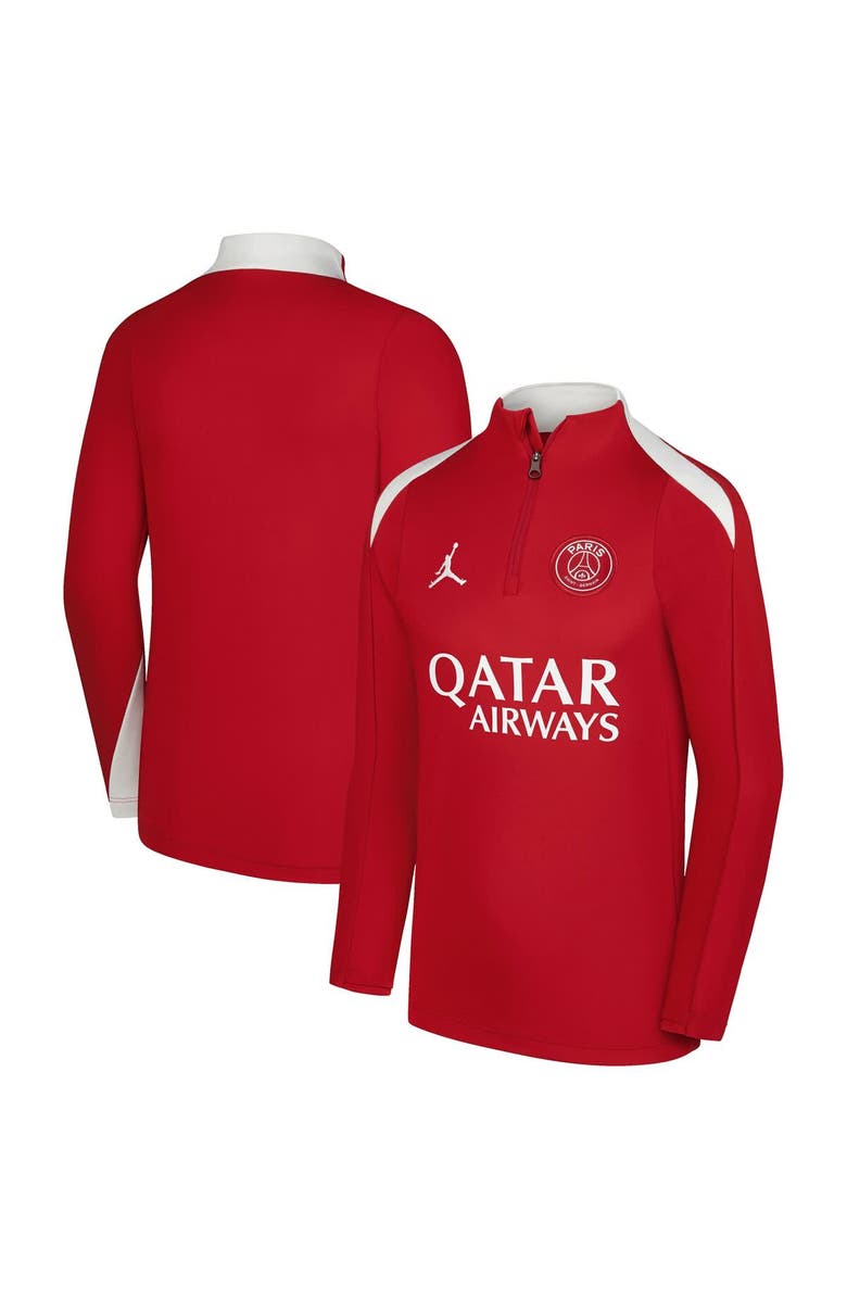 Jordan Brand Youth Jordan Brand  Red Paris Saint-Germain 2025/26 Strike Drill Performance Quarter-Zip Pullover Top, Main, color, 