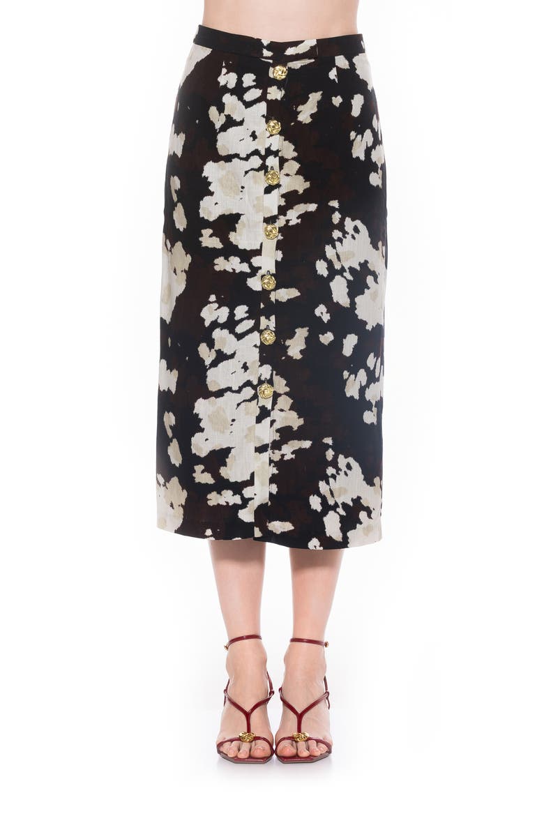 Carla Button Front Midi Skirt, Main, color, MULTI COW