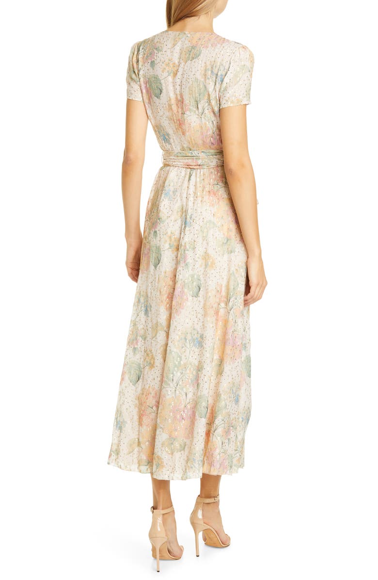 RED Valentino Floral Fil Coupé Faux Wrap Dress, Alternate, color, 