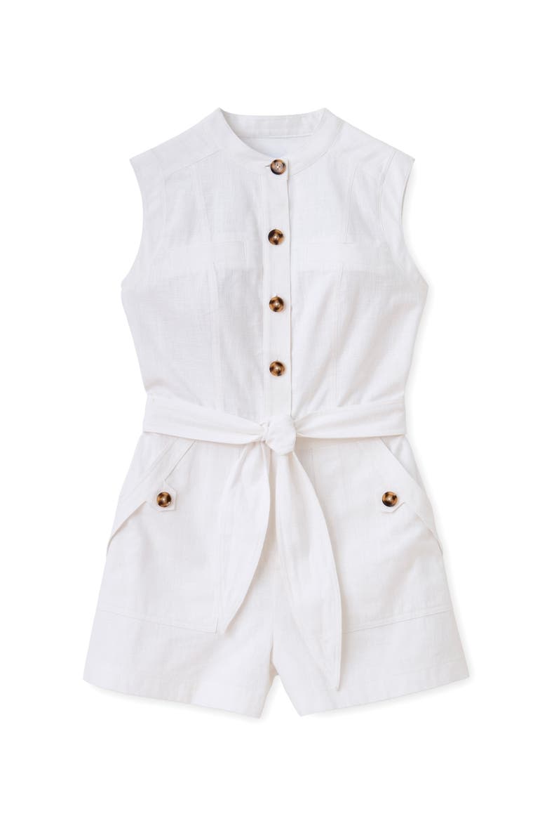 Cartolina Rachel Linen Romper, Main, color, Bright White