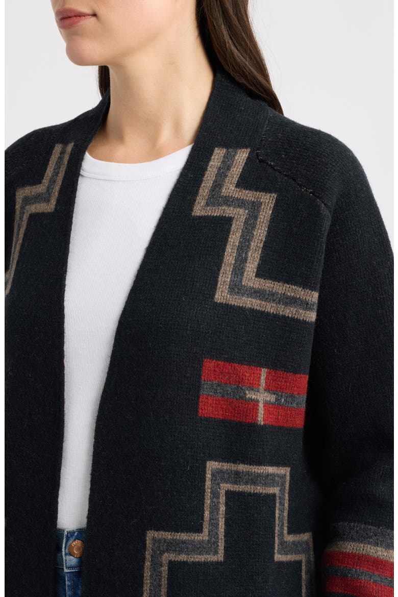 Wool Duster Cardigan, Alternate, color, BLACK/ RED SAN MIGUEL