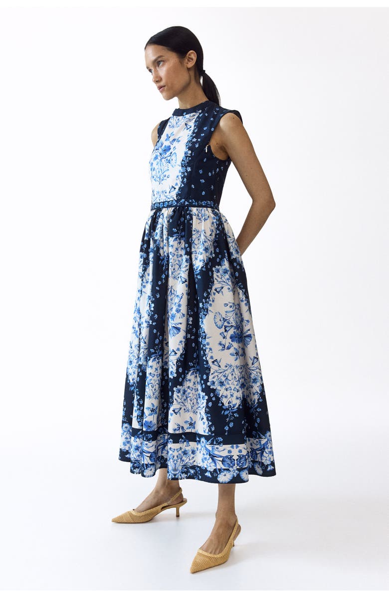 H&M Mama Flared-skirt Nursing Dress, Alternate, color, Navy Blue/Floral