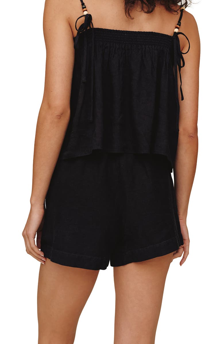 Bella Dahl Belted Eyelet Linen Blend Shorts, Alternate, color, Black