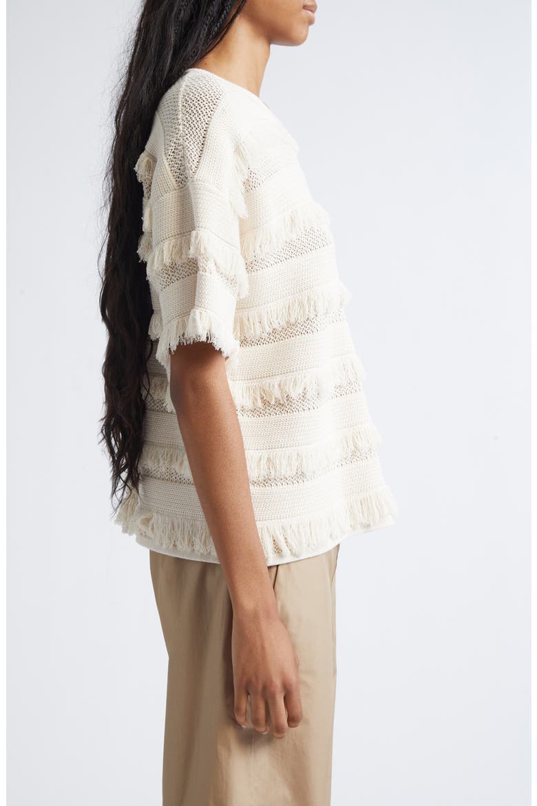 Garza Openwork Fringe Sweater, Alternate, color, IVORY