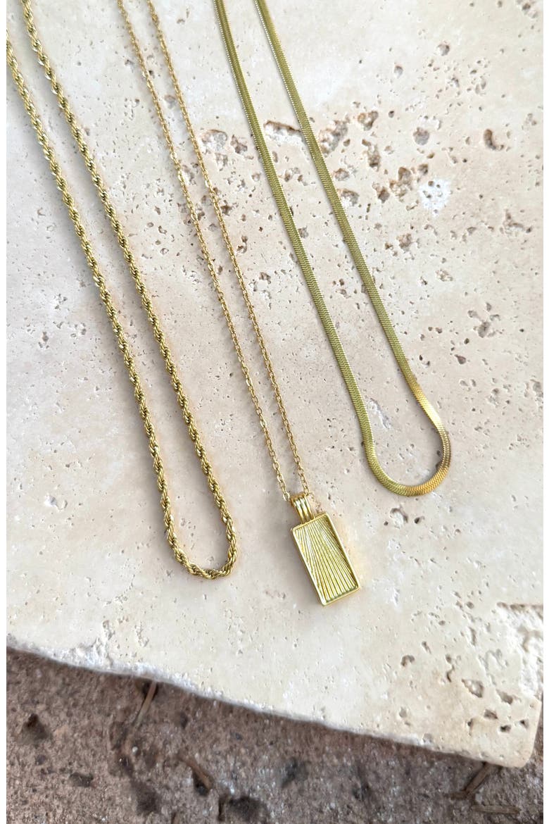 18K Gold Plated Mixed Chain & Pendant Necklace Set, Alternate, color, GOLD