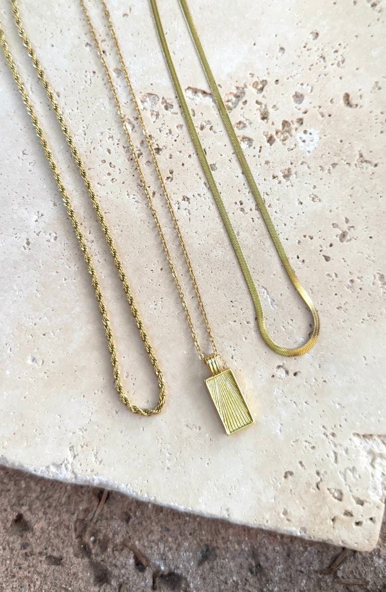 Adornia 18K Gold Plated Mixed Chain & Pendant Necklace Set, Alternate, color, Gold