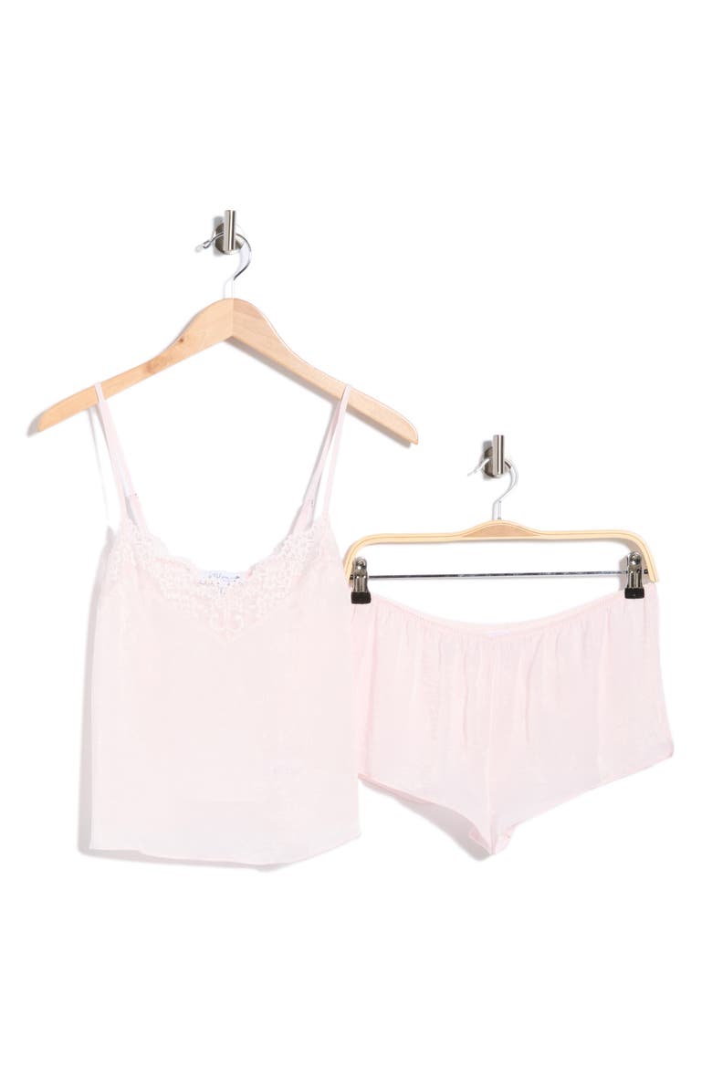 Maxine Shimmer Satin Cami & Short Pajamas, Alternate, color, LIGHT ROSE