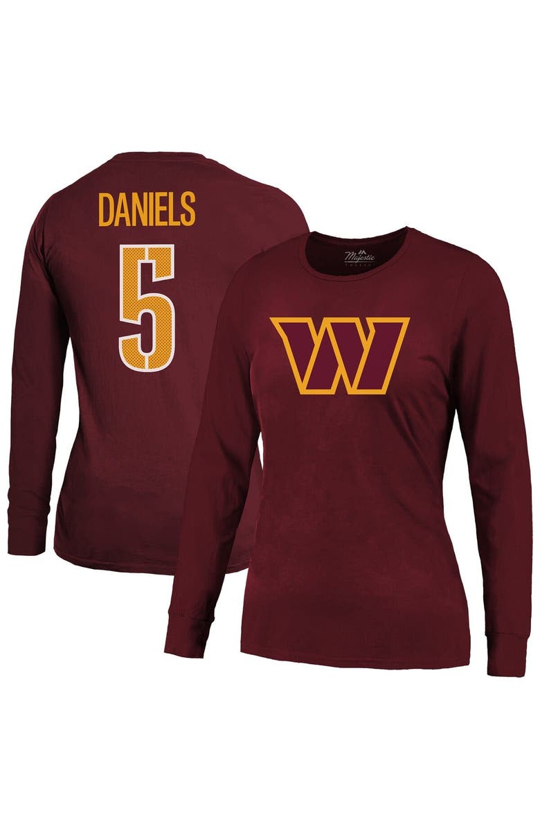 Majestic Threads Women
s Majestic Threads Jayden Daniels Burgundy Washington Commanders Player Name
Number Long Sleeve T-Shirt, Main, color,