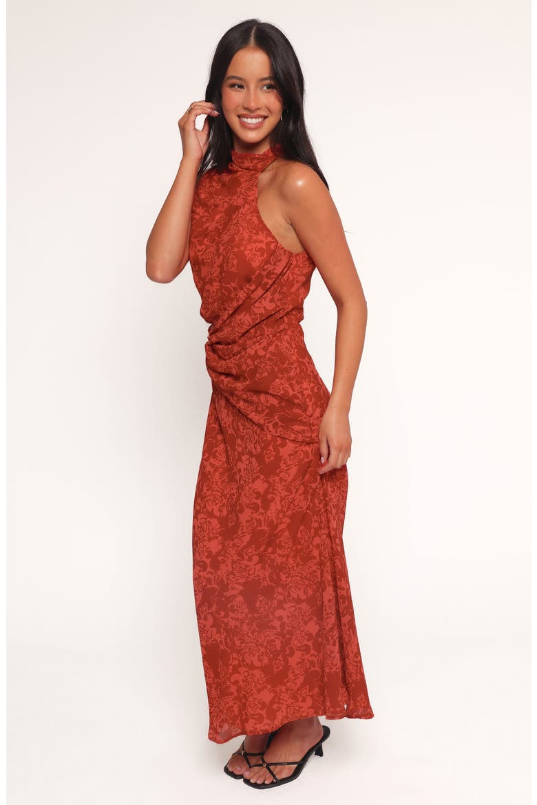 Isabeau Asymmetric Neck Sleeveless Dress, Alternate, color, RED ROSES
