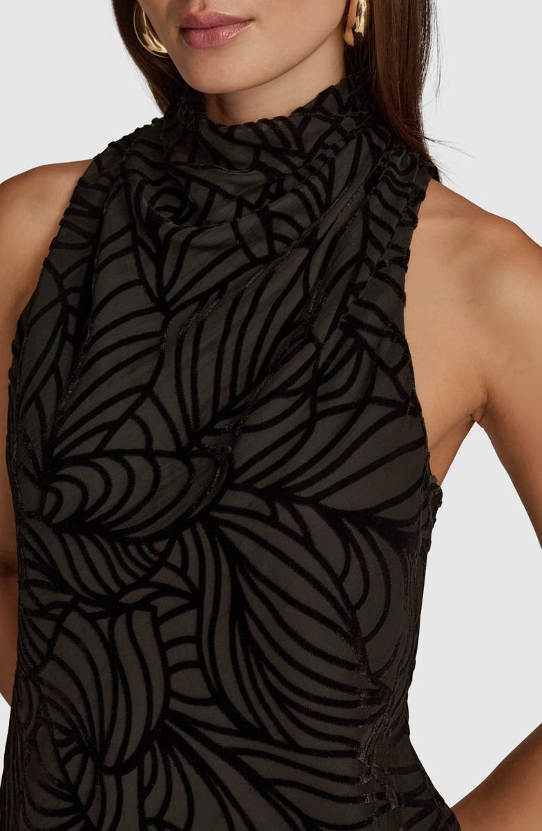 Donna Karan New York Leaf Print Velvet Burnout Sleeveless Top, Alternate, color,