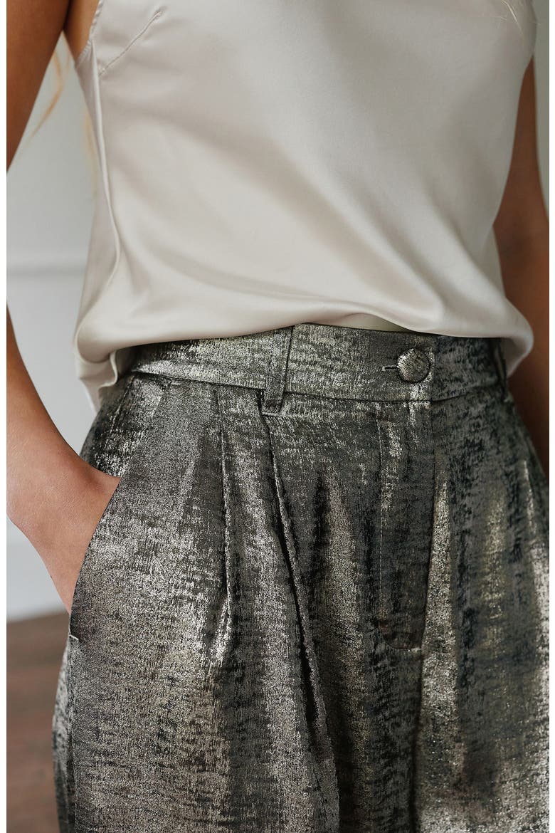 Wide Leg Metallic Pants, Alternate, color, CHAMPAGNE GOLD