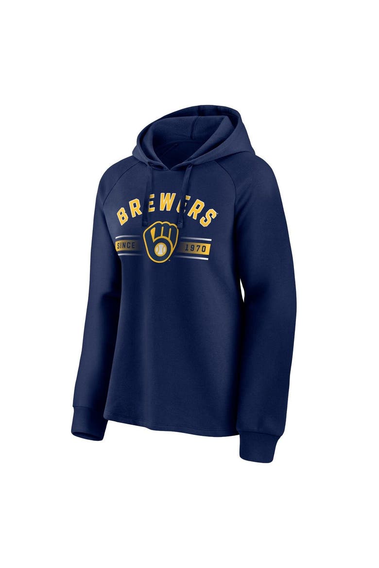 Women's Fanatics Branded Navy Milwaukee Brewers Perfect Play Raglan Pullover Hoodie, Alternate, color, Navy