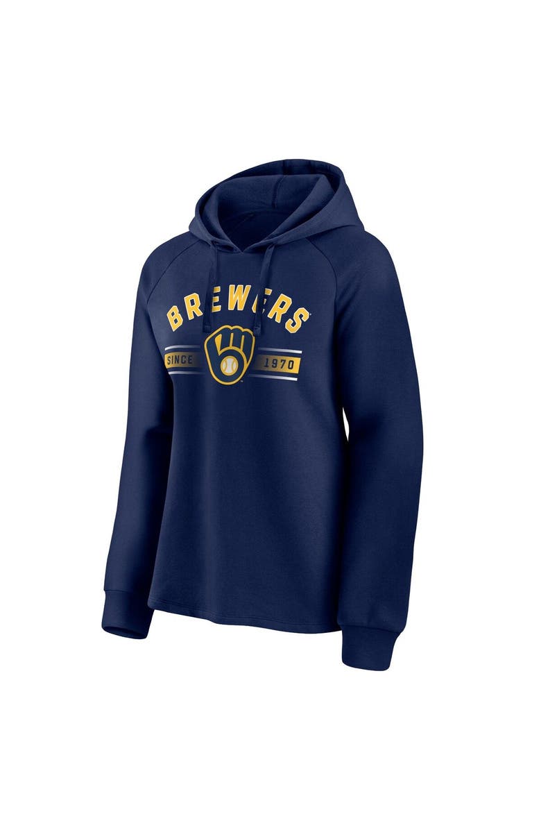FANATICS Women's Fanatics Branded Navy Milwaukee Brewers Perfect Play Raglan Pullover Hoodie, Alternate, color, Navy