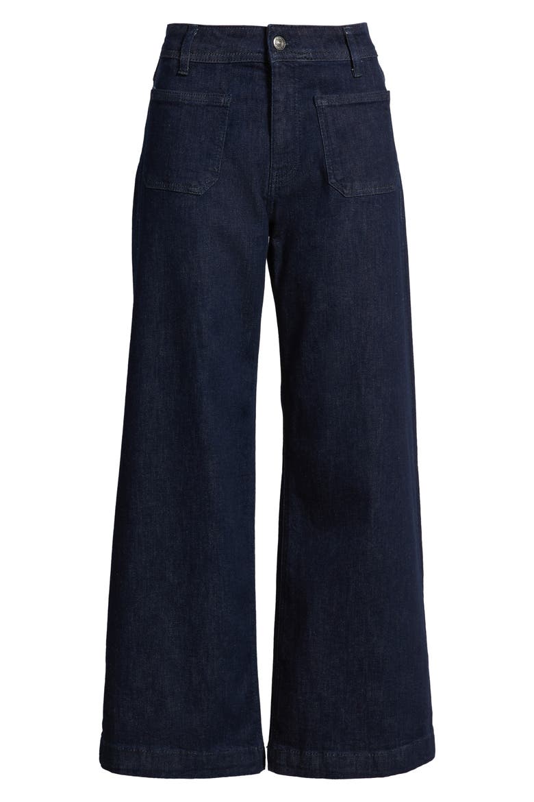 Paloma Marine Patch Pocket High Waist Wide Leg Jeans, Alternate, color, RINSE FLEX BLUE