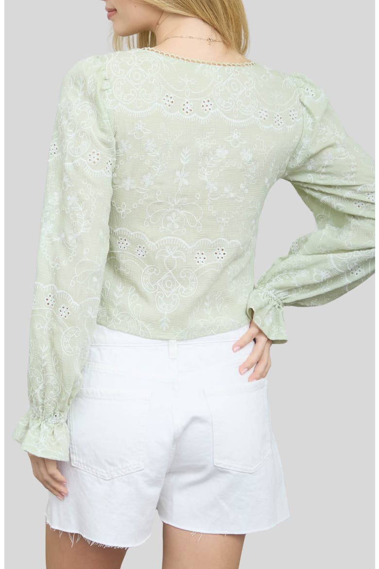 Front Tie Long Sleeve Top, Alternate, color, SAGE