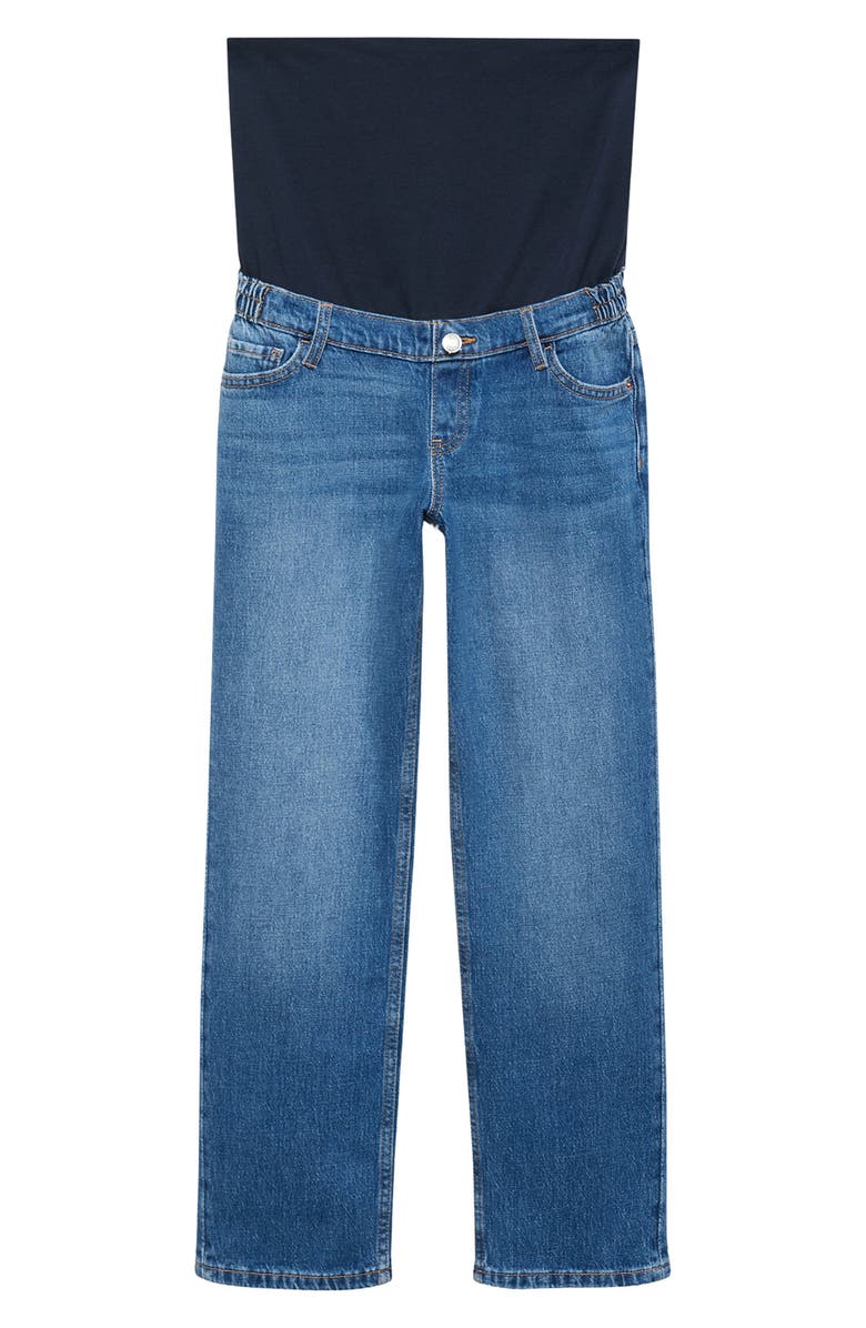 MANGO Over the Bump Ankle Straight Leg Maternity Jeans, Alternate, color, Dark Blue
