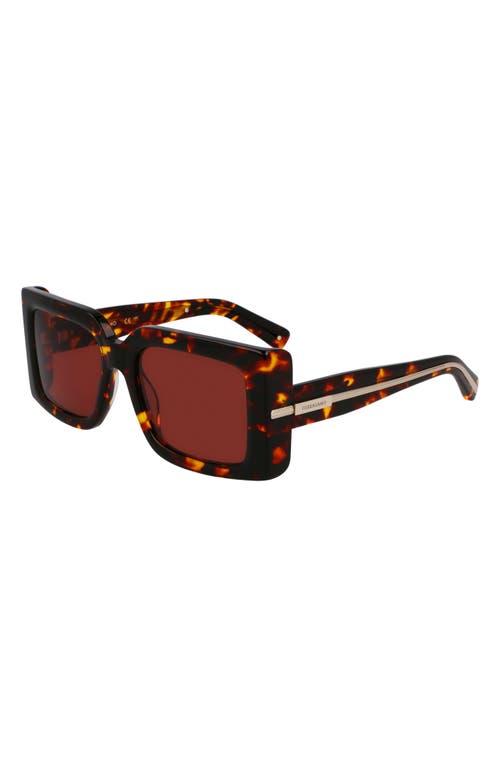 Ferragamo Prisma 55mm Modified Rectangular Sunglasses In Dark Tortoise
