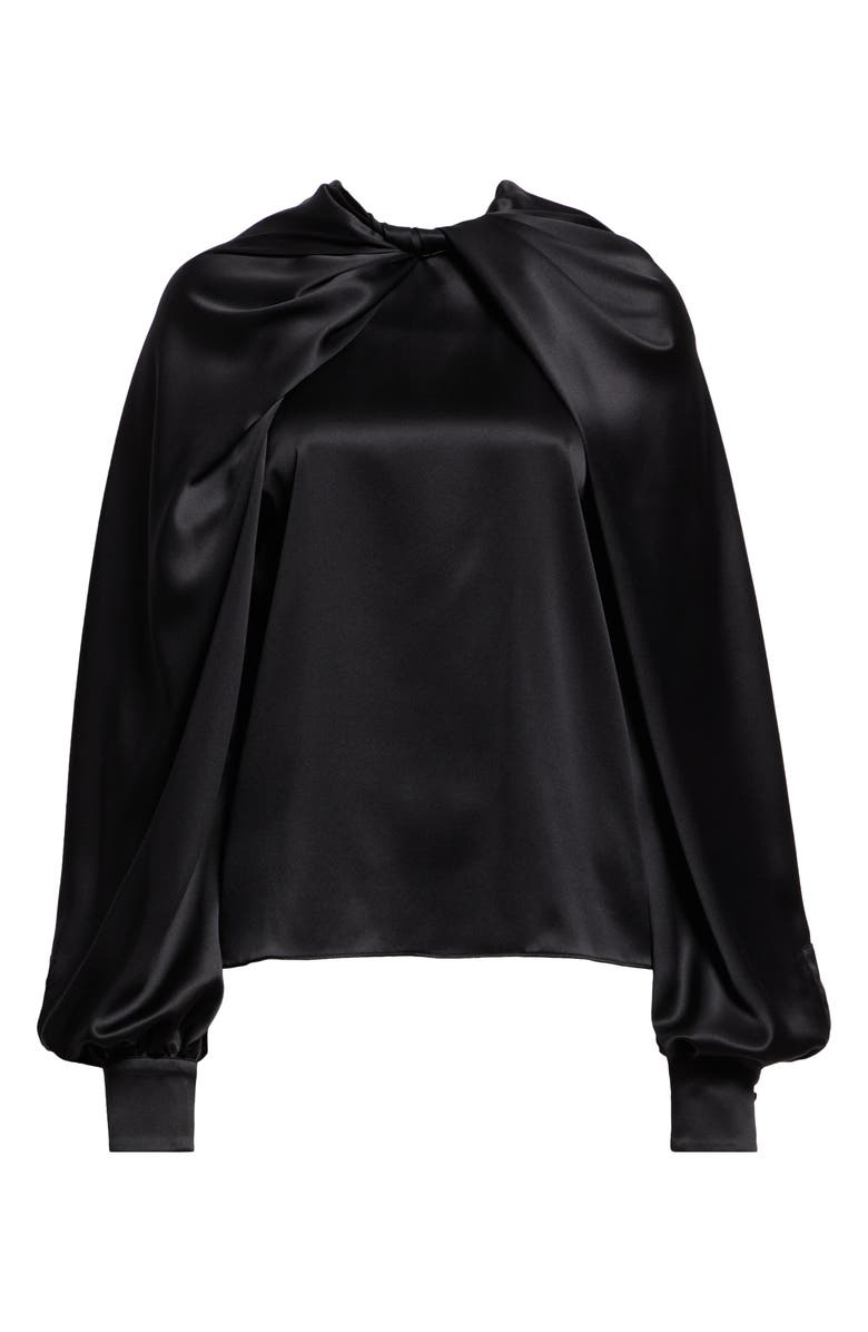 Max Mara Key Twist Detail Draped Silk Satin Top, Alternate, color, 