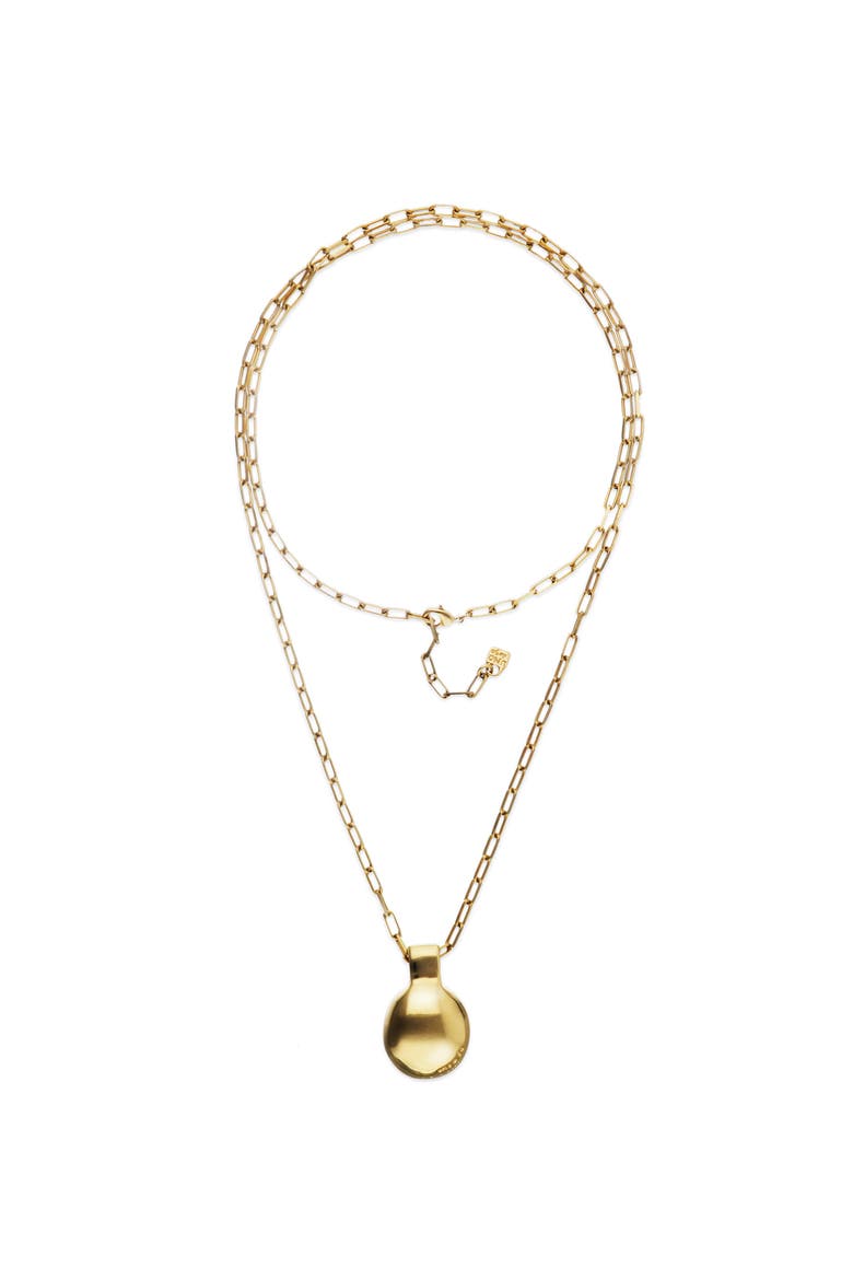 18K Gold-Plated Long Necklace with Large Dial, Main, color, Gold