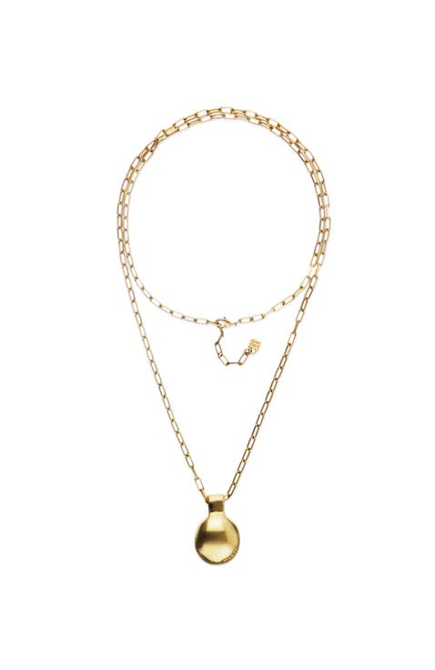 18K Gold-Plated Long Necklace with Large Dial