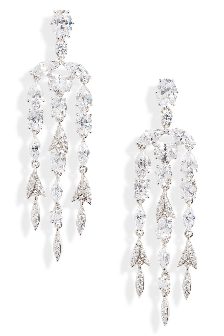 Chandelier Drop Earrings, Main, color, SILVER