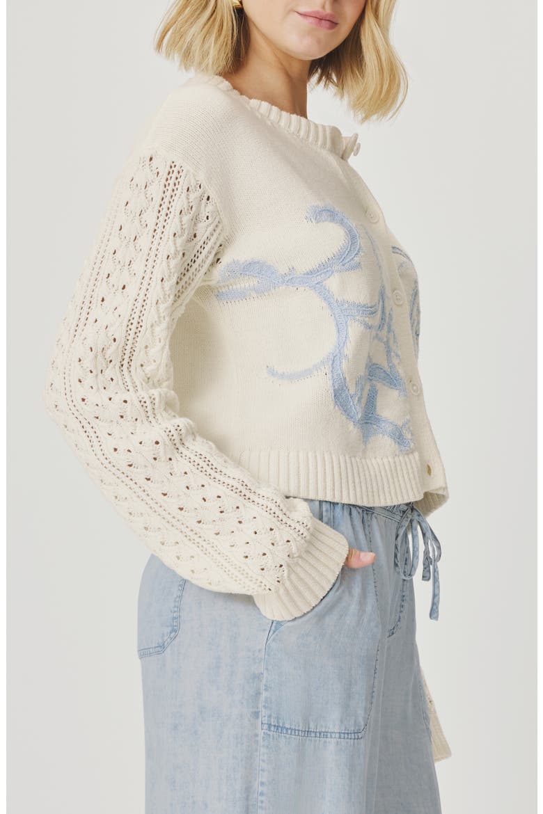 Gracie Jacquard Cardigan, Alternate, color, YELLOW SHELL PAISLEY