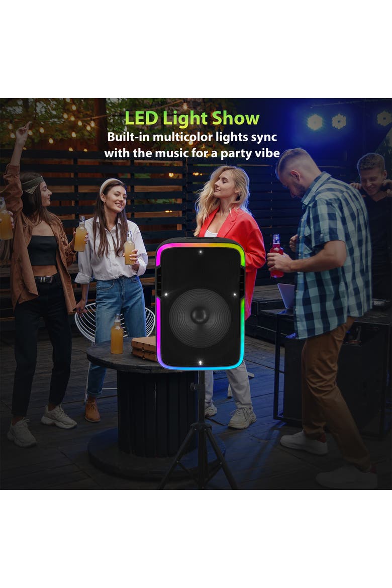 15 Inch LED Party Speaker with True Wireless Stereo, Alternate, color, Black