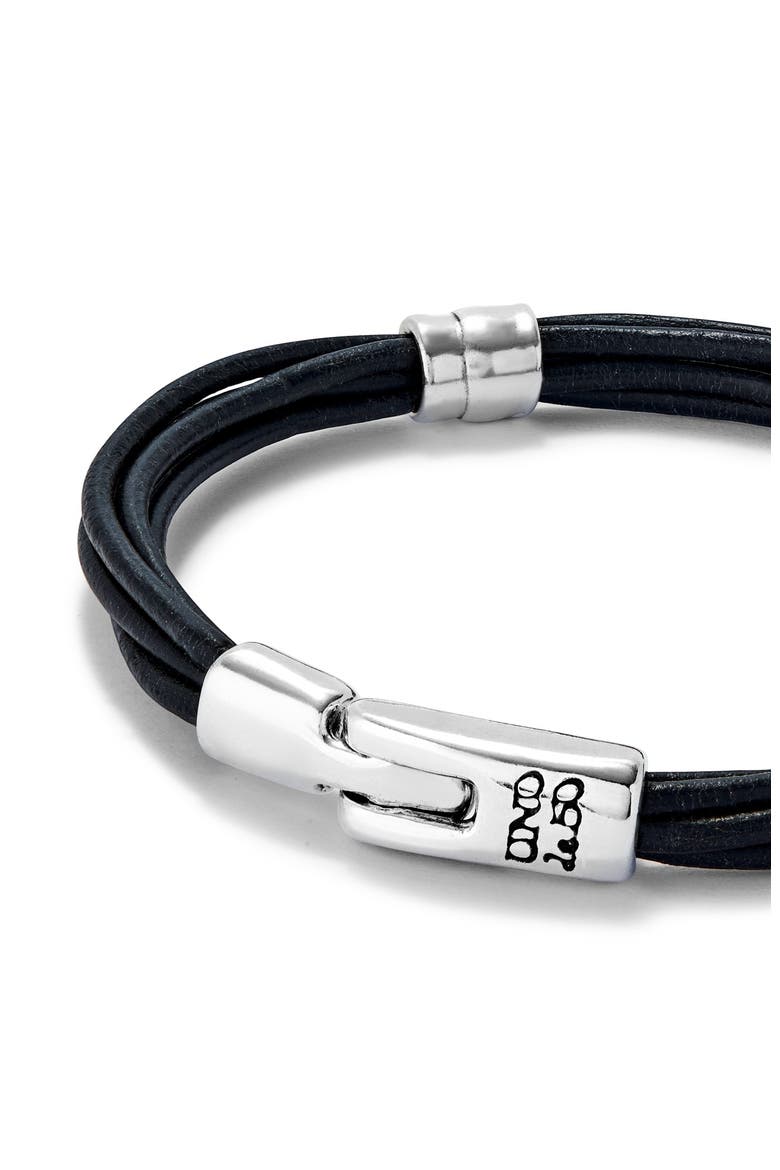 Double Wrap Leather Bracelet, Alternate, color, Silver