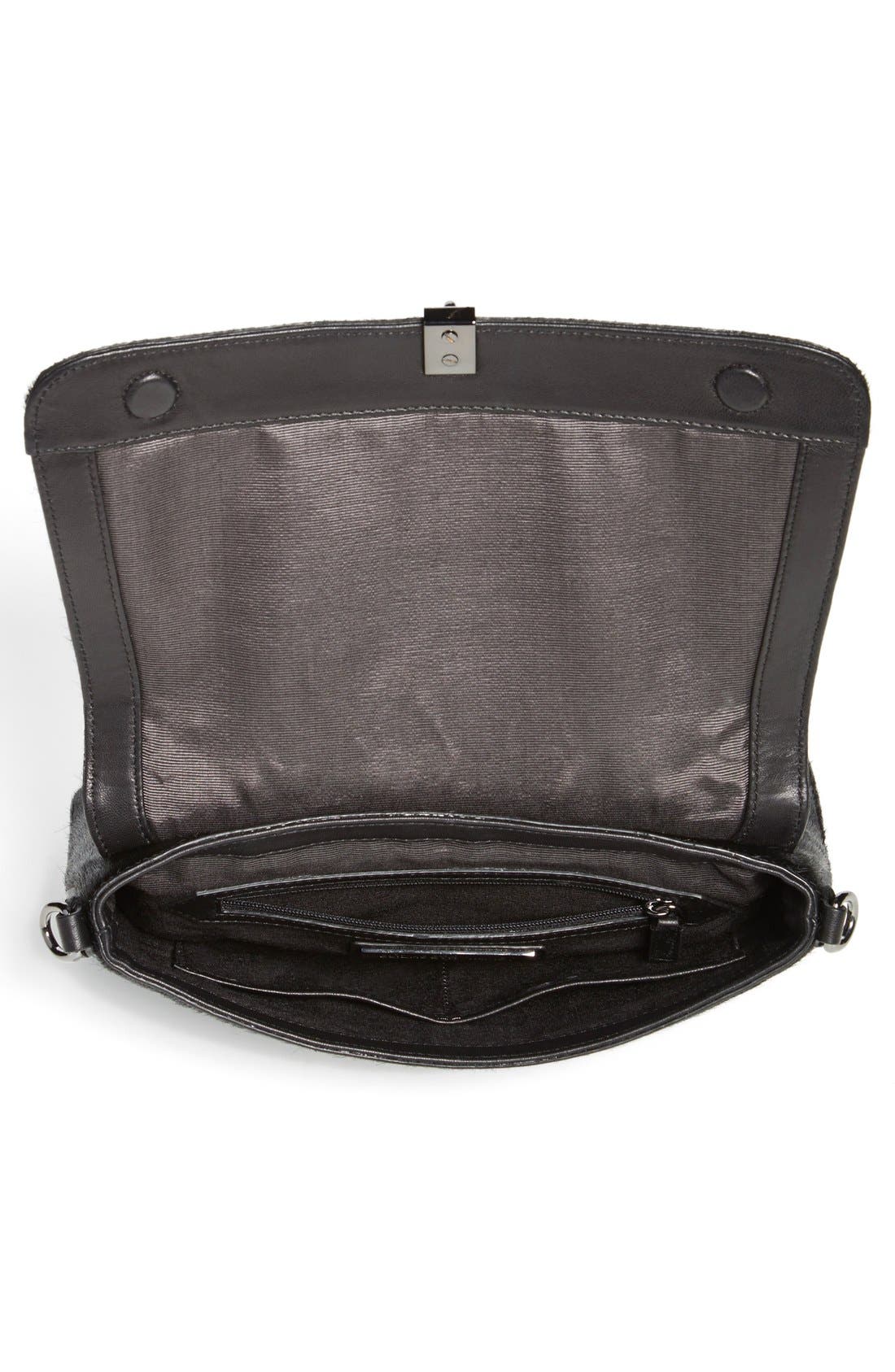 'Mini Cynnie' Calf Hair Crossbody Bag, Alternate, color, BLACK