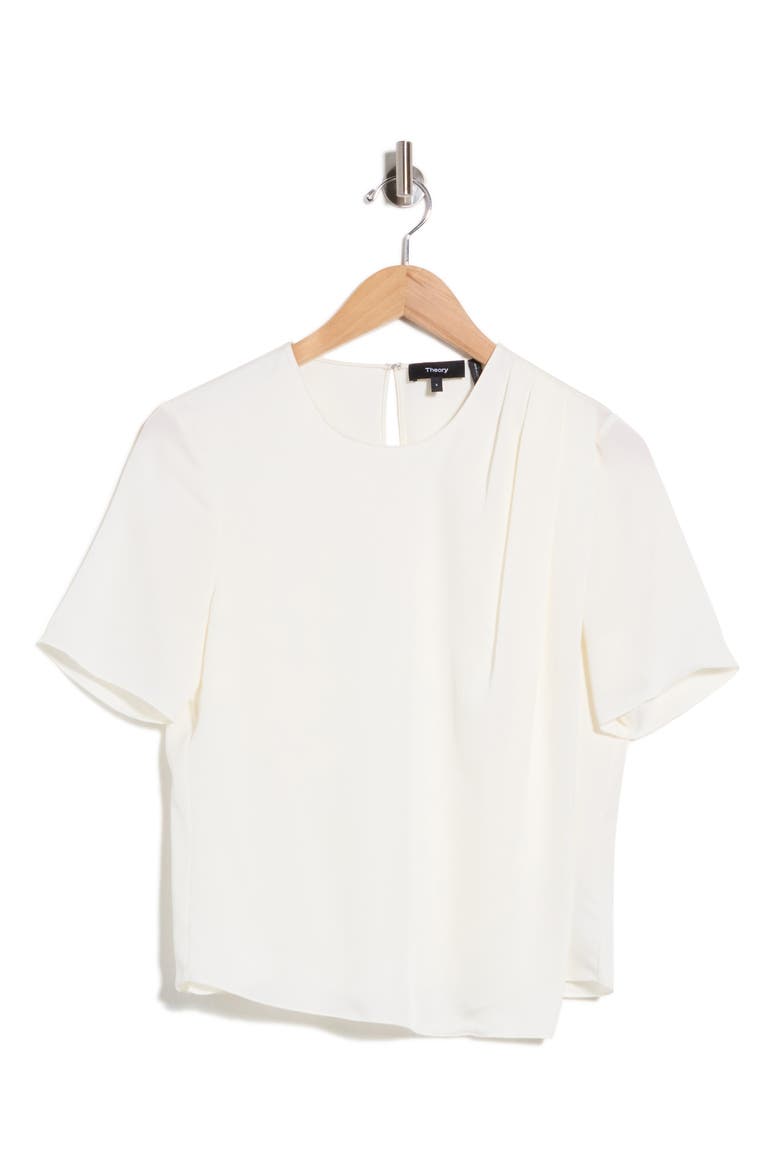 Draped Shoulder Silk Top, Main, color, IVORY