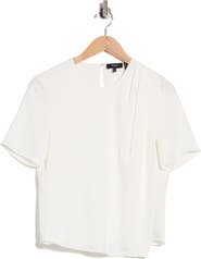 Theory Draped Shoulder Silk Top